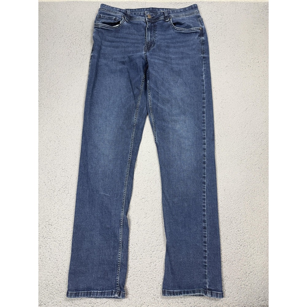 Tpj Jeans Mens 36x34 (Tag 34x36) Med Wash Blue Athletic Fit Stretch Denim